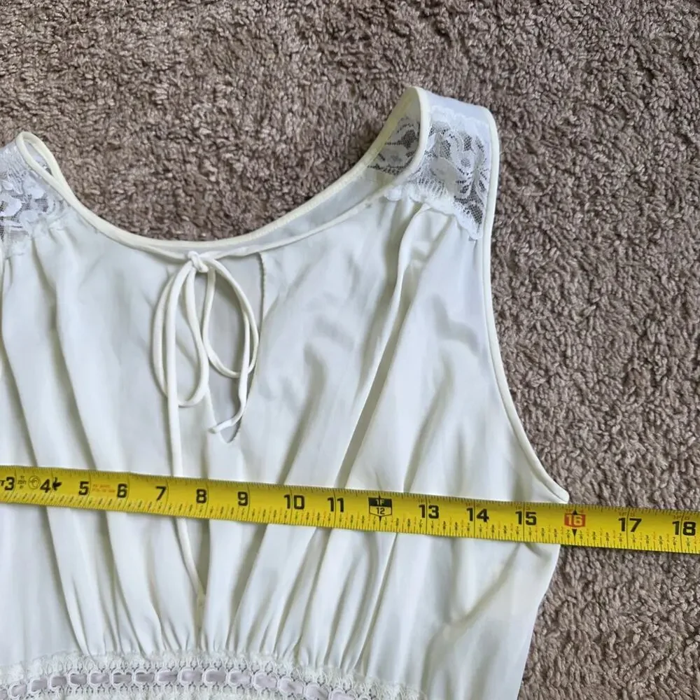 Vintage Maxi Slip Dress Womens M White Lingerie Wedding Cottagecore 80s Romantic